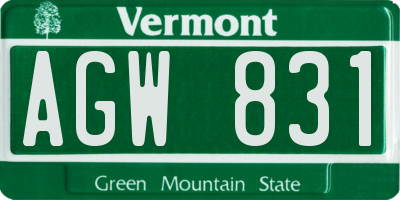 VT license plate AGW831