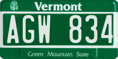 VT license plate AGW834