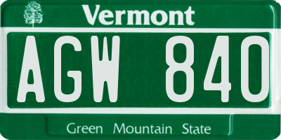 VT license plate AGW840