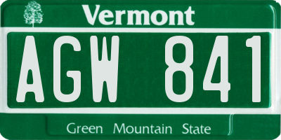 VT license plate AGW841