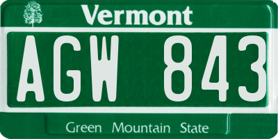 VT license plate AGW843