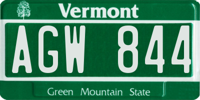 VT license plate AGW844
