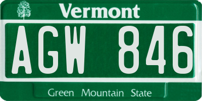 VT license plate AGW846