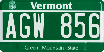 VT license plate AGW856