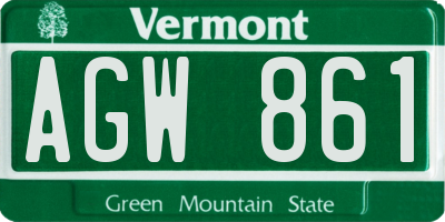 VT license plate AGW861
