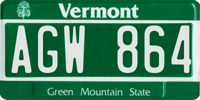 VT license plate AGW864
