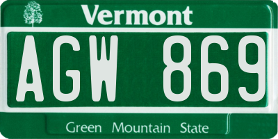 VT license plate AGW869