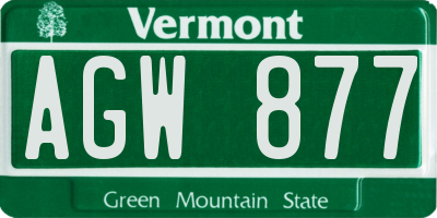 VT license plate AGW877