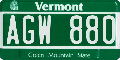 VT license plate AGW880