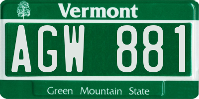 VT license plate AGW881