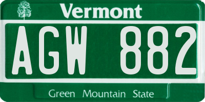 VT license plate AGW882