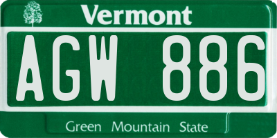VT license plate AGW886