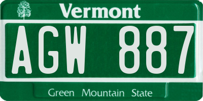 VT license plate AGW887