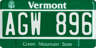 VT license plate AGW896