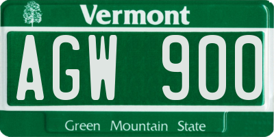 VT license plate AGW900