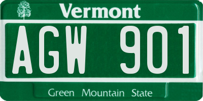VT license plate AGW901
