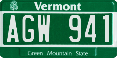 VT license plate AGW941