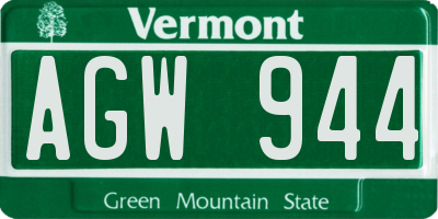 VT license plate AGW944