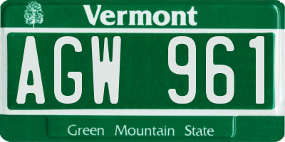 VT license plate AGW961