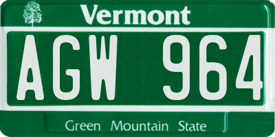 VT license plate AGW964