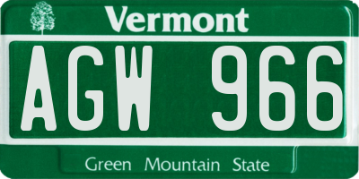 VT license plate AGW966