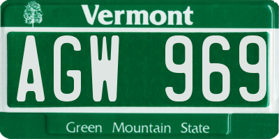 VT license plate AGW969