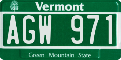 VT license plate AGW971