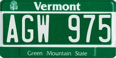 VT license plate AGW975