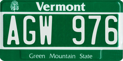 VT license plate AGW976