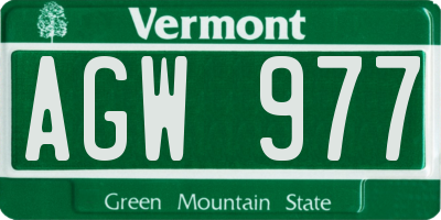 VT license plate AGW977