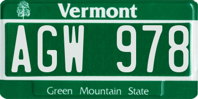 VT license plate AGW978