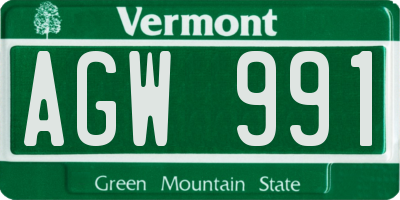 VT license plate AGW991