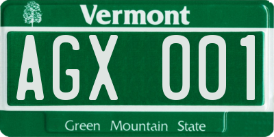 VT license plate AGX001