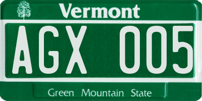 VT license plate AGX005
