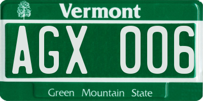 VT license plate AGX006