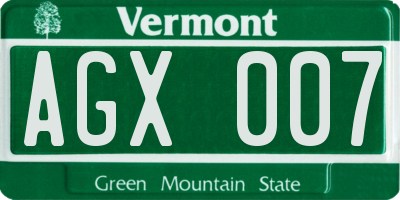 VT license plate AGX007
