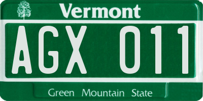 VT license plate AGX011