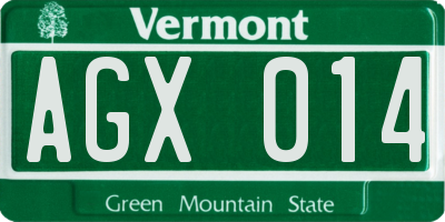 VT license plate AGX014
