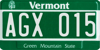 VT license plate AGX015