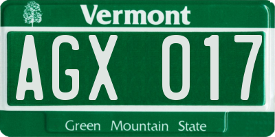 VT license plate AGX017
