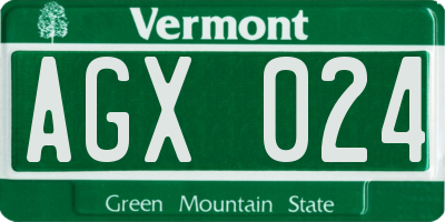 VT license plate AGX024