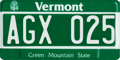 VT license plate AGX025