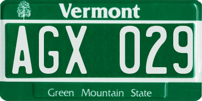 VT license plate AGX029