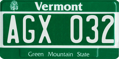 VT license plate AGX032