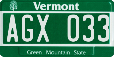 VT license plate AGX033