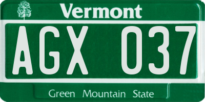 VT license plate AGX037