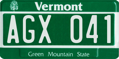 VT license plate AGX041