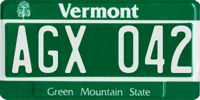 VT license plate AGX042