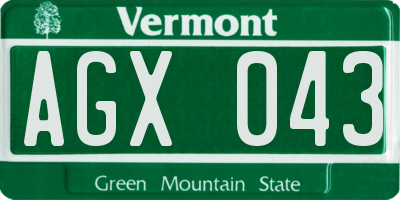 VT license plate AGX043