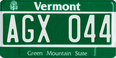 VT license plate AGX044